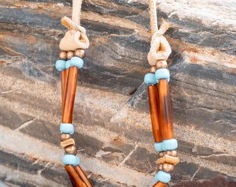 Antique handmade buffalo bone choker necklace- turquoise and copper