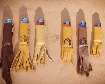 Moosehide lighter holder