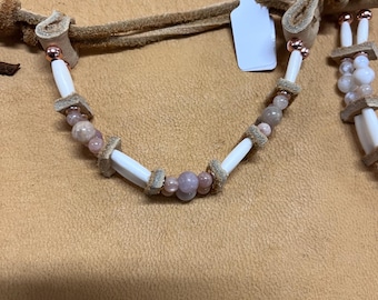 Buffalo bone & sunstone bracelet