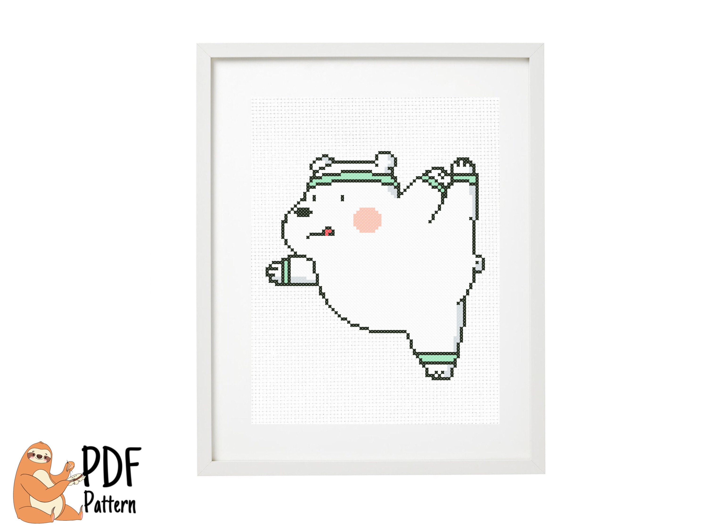 Ice Bear On Workout Cross Stitch Pattern We Bare Bears Etsy