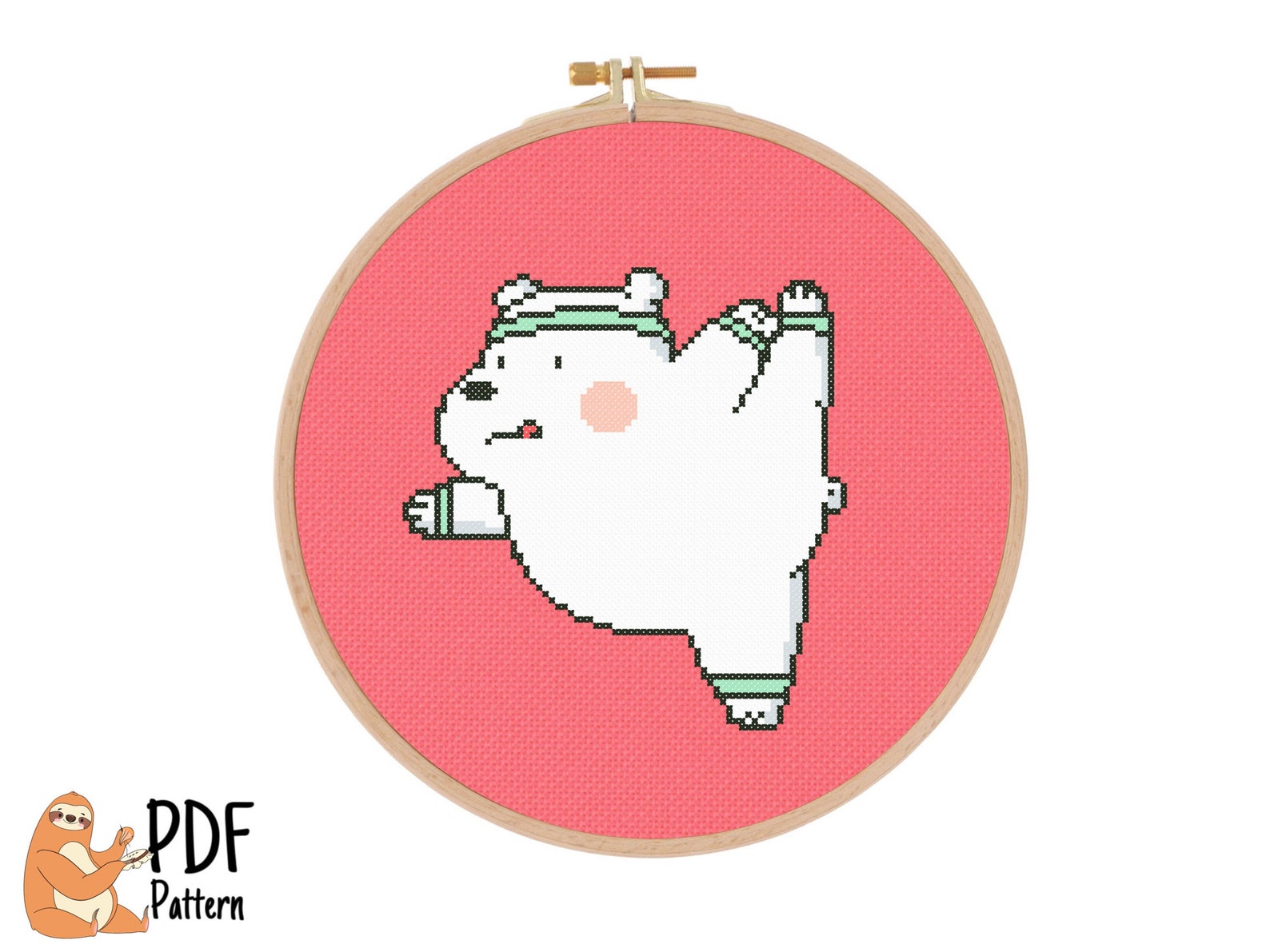 Ice Bear On Workout Cross Stitch Pattern We Bare Bears Etsy