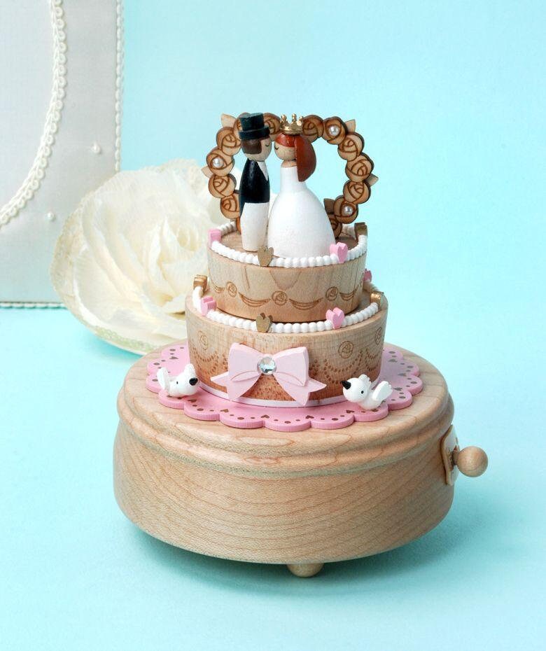 Large Wedding Cake Wooden Music Box Etsy