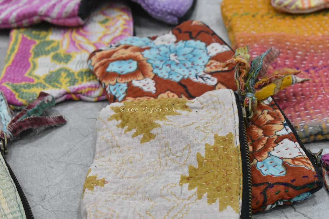 Red - Handcrafted Bengal Kantha Work Multipurpose Pouch 29