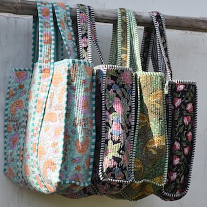 Taschen, 5 Stück, Quilten Handblock Tasche, Tote Bag, handgemachte Tasche, Modetasche, Frauentasche, Handblock Tasche, Versandkostenfrei