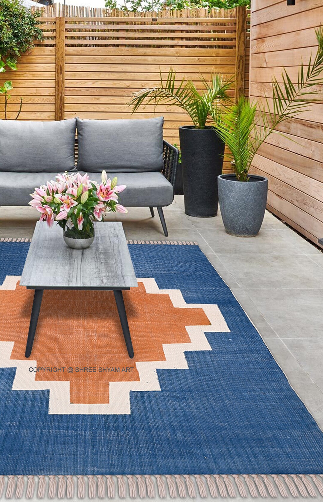 Square Cotton Rug 4x4 Feet / 5x5 Feet /6x6 Feet / 7x7 Feet / 8x8 Feet