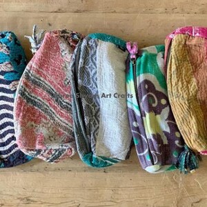 Beige - Handcrafted Bengal Kantha Work Multipurpose Pouch 32
