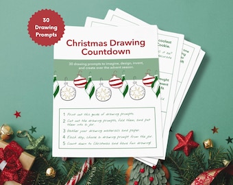 Advent Calendar Printable Christmas Countdown with Drawing Prompts Family Activities Christmas DIY Advent Calendar for Kids