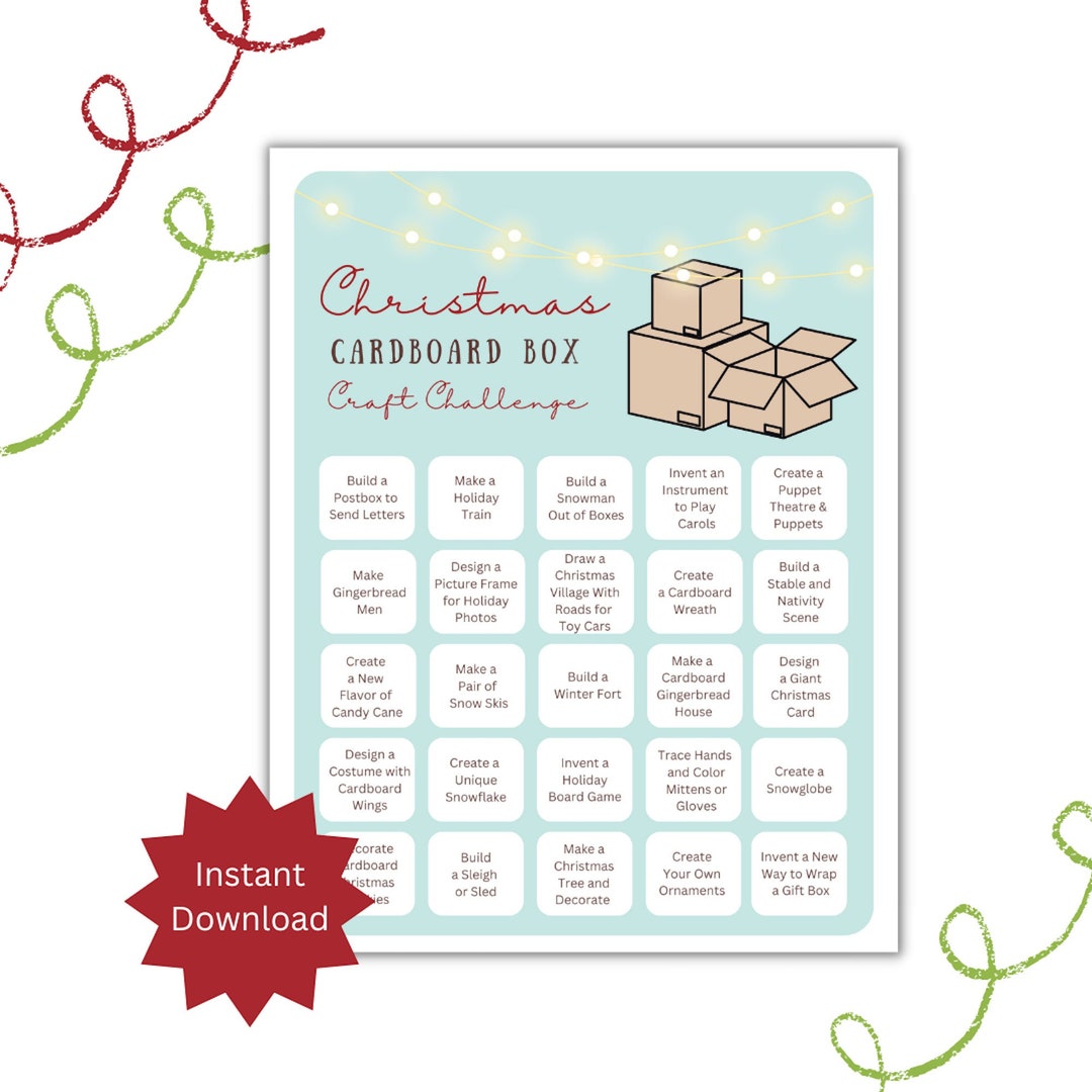 Christmas Countdown Bucket List Printable With Cardboard Box Craft ...