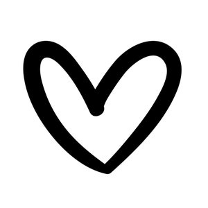 Drawn Heart 10 Instant Downloads in 4 Colors — Black, White, Teal, Red 4-SVG, 4-PNG, 4-JPG digital download