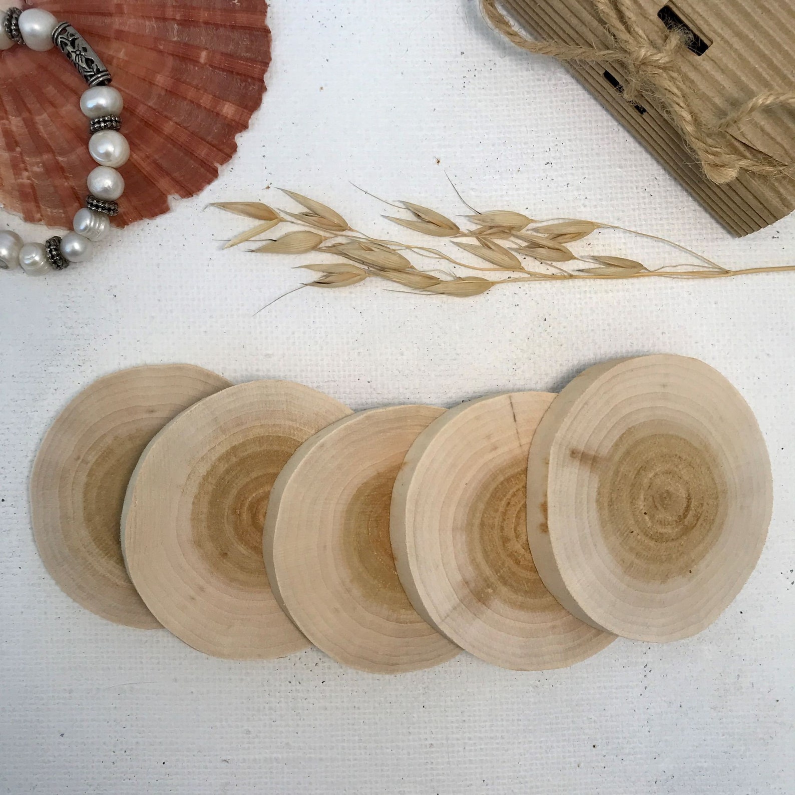 Set 5 wood slices willow tree wood art DIYwooden washers Etsy