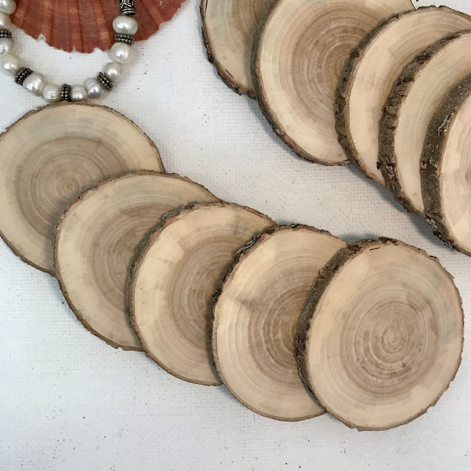 Set 5 wood slices willow tree wood art DIYwooden washers Etsy