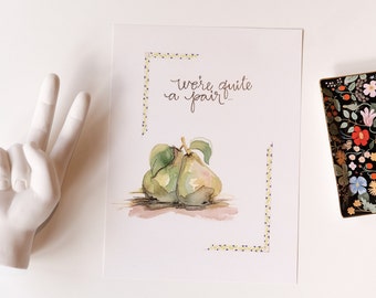 Pear Illustration Print | Watercolor & Ink, Relationship Art