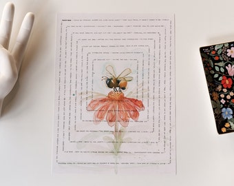 Honeybee Watercolor Print with Lyrics