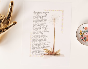 Dandelion Poem Print | Mixed Media Illustration (9x12in, 5x7in)
