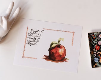 Peach Illustration Print | Watercolor, Colored Pencil, Ink Art