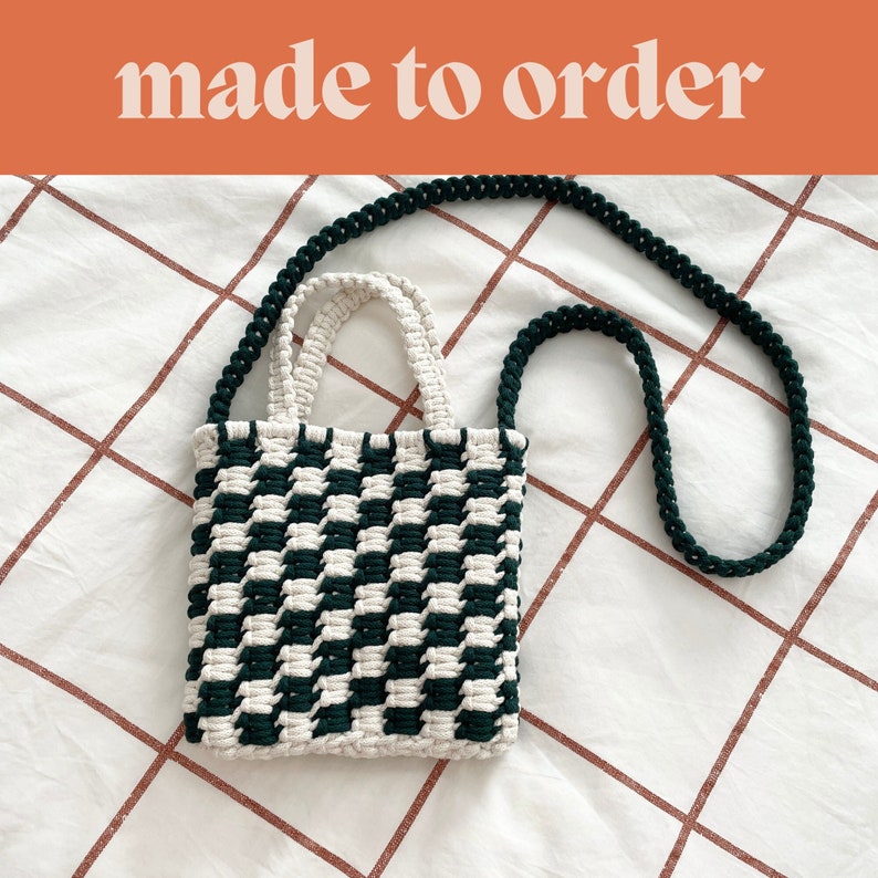 Custom Checkered Macrame Crossbody Bag Etsy