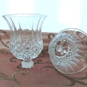 Vintage Pair of  HOMCO Glass Votive Cup Candle Holders-Clear Bell Cathedral Diamond-Home Interiors-Grommets