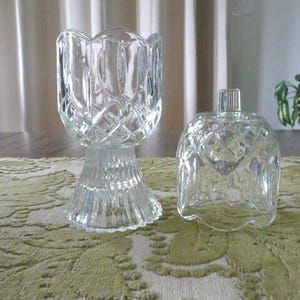 Vintage Clear Glass Votive Candle Holders - HOMCO Elegant Style - Set of 2