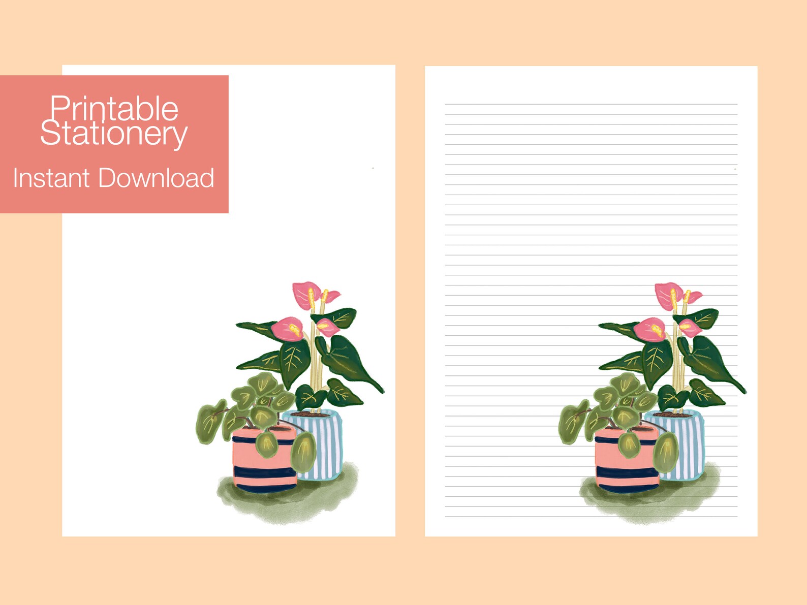 Plant Printable Stationery Paper Letter Writing Paper Etsy