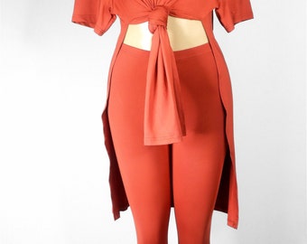 Tweedelige set met elleboogmouwen en split, effen top en broek | Tweedelige set dames, tweedelige set, oversize top voor dames, Batwing Too Women, damestop