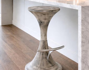 Grey Stone Marley Bar Stool With Foot Rest
