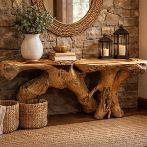 68x14x32 Freeform Console Table -Chamcha Wood