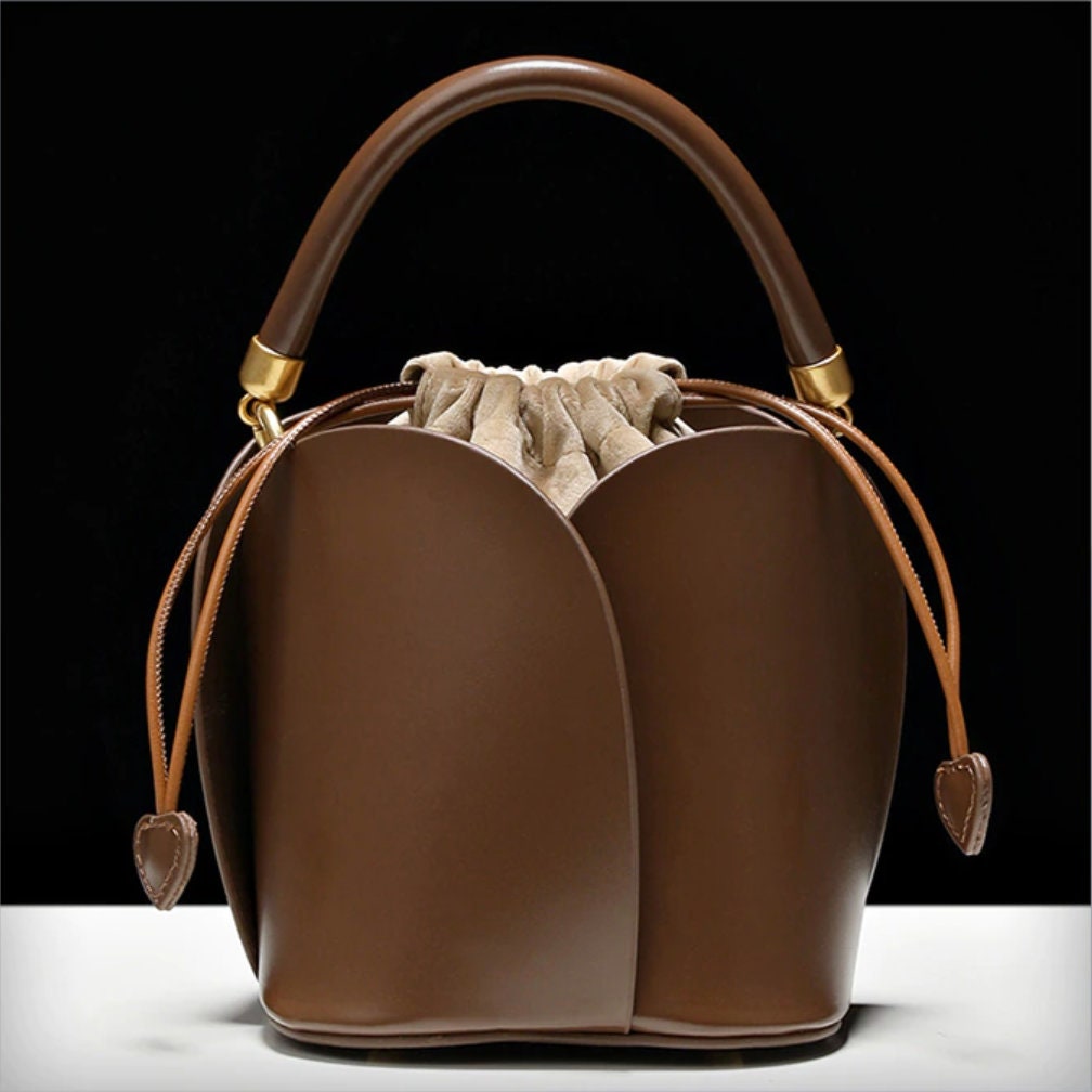 Trendeology Casual Soft PU Leather Drawstring Small 2 Way Bucket Shoulder Bag Crossbody