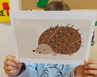 Nähkarten mit Waldtieren für Kinder – 6 druckbare Nähaktivitätsvorlagen | Igel, Fuchs, Eule, Eichhörnchen, Bär und Adler als PDF