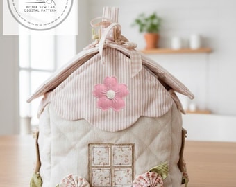 PDF-Schnittmuster für eine kleine Blümchen-Handtasche | Kreative Nähanleitung | Stoffblumen im Yo-Yo-Stil | Handtasche im Landhausstil | Handgemachte Geschenkidee