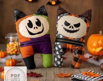 Monster Mailer PDF-Schnittmuster – Halloween-Plüschtier-Tutorial mit Patchwork, einfaches Nähprojekt für Kinder und Anfänger