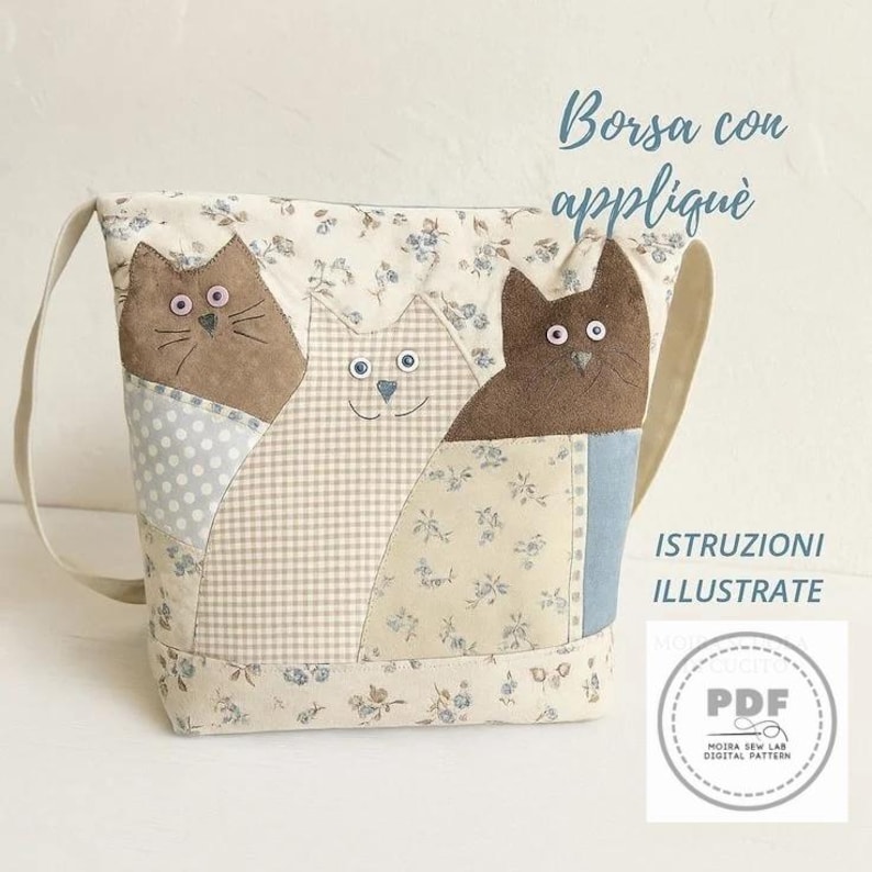 Cat Lovers Bag Sewing Pattern PDF – Intermediate Tutorial With Cats ...