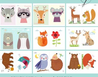 Nähkarten-Set mit Waldtiermotiven | Einfaches Nähen für Anfänger/Bastelkarten im Montessori-Stil