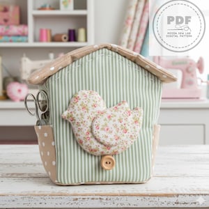 Casetta Porta-Tesori in Stoffa – Tutorial Cucito - Organizer Cucito con Tasca, Puntaspilli Cuore, Uccellino Imbottito | Idea Regalo Creativo