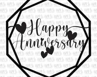 Happy Anniversary svg, dxf, eps and png, Happy Anniversary Cake Topper svg, cut files, svg files for cricut