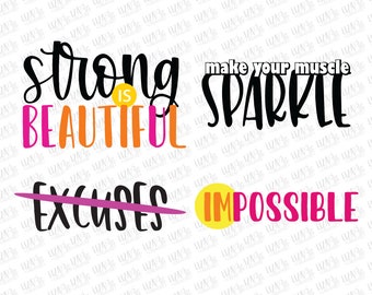 Fitness Motivation Bundle svg, eps, png, Workout Motivation svg, Fitness svg, Fitness Motivation svg, cut files, svg files for cricut