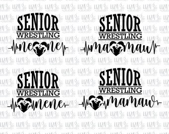 Senior Wrestling Nene and MamawHeartbeat svg, eps, dxf and png, Wrestling svg, Senior Wrestling,  cut files, svg files for cricut