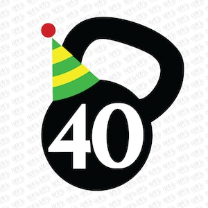 40 Birthday Kettlebell svg, dxf, eps and png, Kettlebell svg, Gym Birthday svg, Fitness Birthday svg, cut files, svg files for cricut
