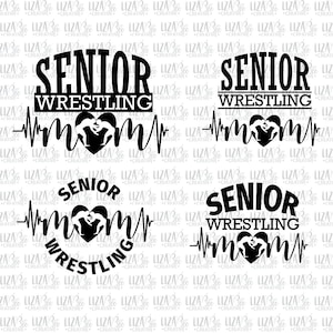 Senior Wrestling Mom Heartbeat svg, eps,dxf and png, Wrestling Mom svg, Senior Wrestling Mom svg,  cut files, svg files for cricut