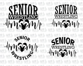 Senior Wrestling Mom Heartbeat svg, eps,dxf and png, Wrestling Mom svg, Senior Wrestling Mom svg,  cut files, svg files for cricut