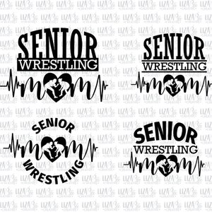 Senior Girl Wrestling Mom Heartbeat svg, eps, dxf and png, Wrestling Mom svg, Senior Wrestling Mom svg,  cut files, svg files for cricut