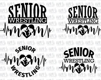 Senior Girl Wrestling Mom Heartbeat svg, eps, dxf and png, Wrestling Mom svg, Senior Wrestling Mom svg,  cut files, svg files for cricut