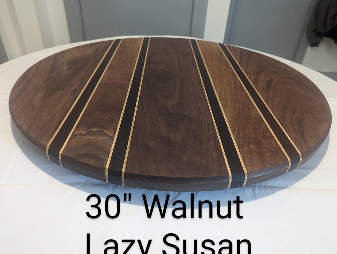 30 Inch, Wood Lazy Susan, Large Lazy Susan Turntable, Walnut Lazy Susan