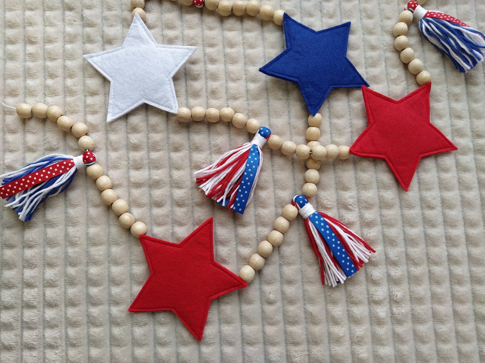 American flag garland Tassel garlland wooden beaded Etsy