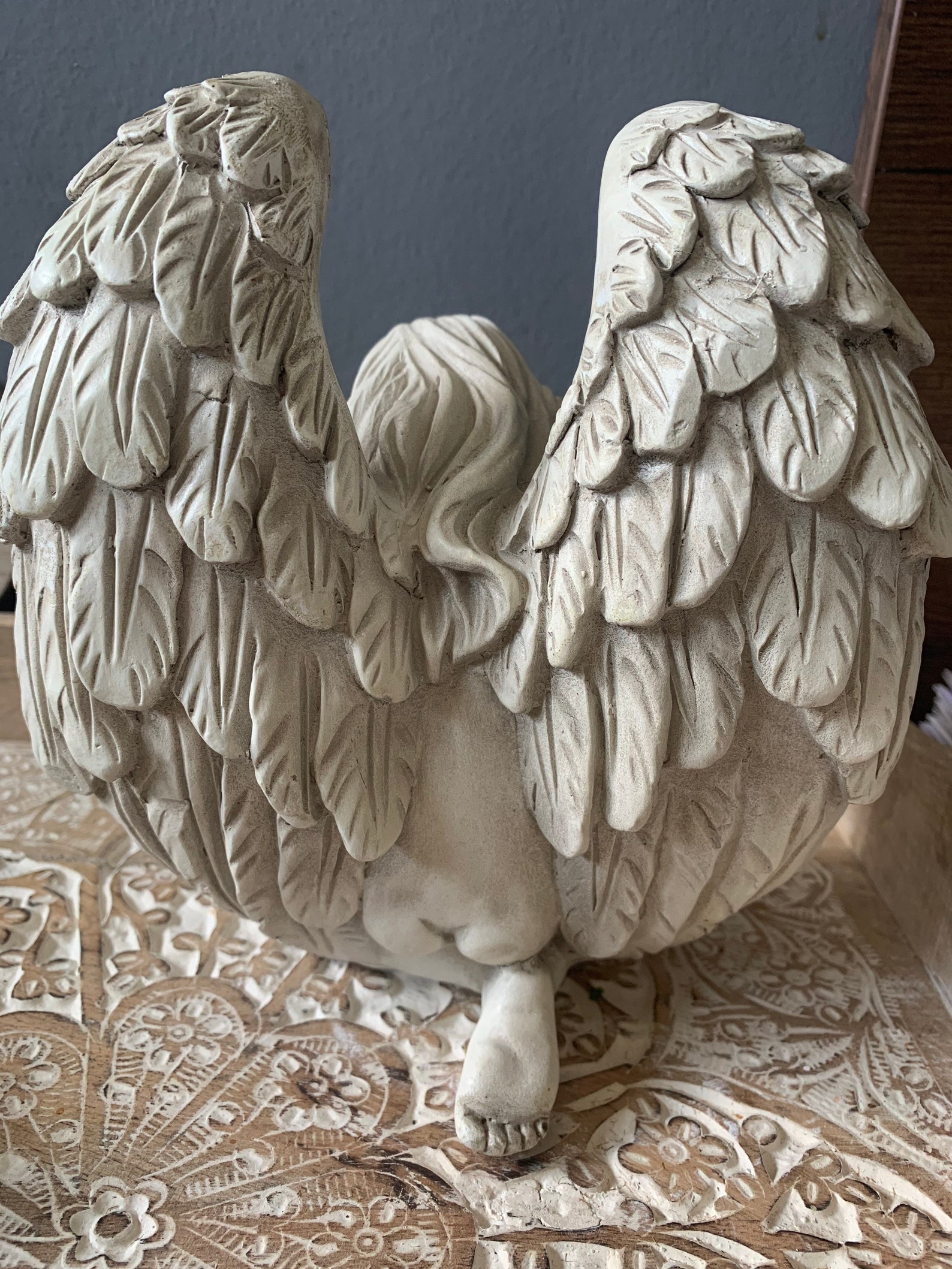 Latex shape thoughtful angel Mold casting concrete 17 cm x 20 Etsy