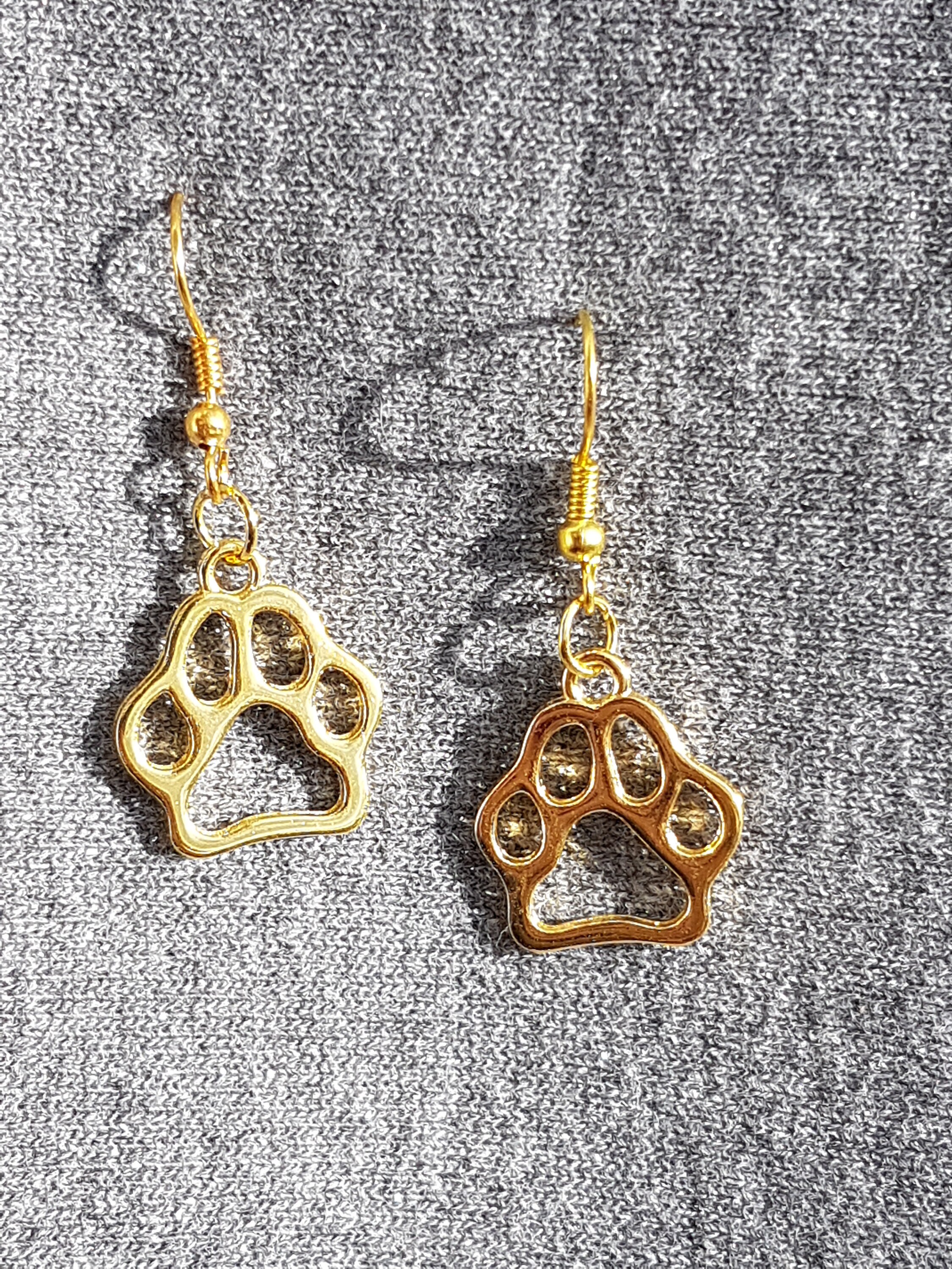 Dog paw earrings gold sale