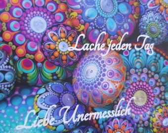 Mandala postcard * Glitzerwerk35 greeting card with painted stones * Postcard with mandala stones