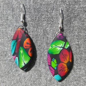 FIMO earrings, earrings with floral pattern * Polymer Clay