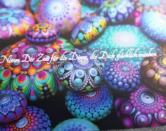 Mandala postcard * Glitzerwerk35 greeting card with painted stones * Postcard with mandala stones