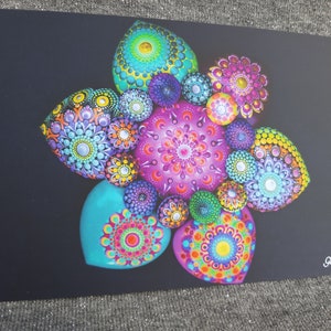 Carte postale mandala * Carte de vœux Glitterwerk35 avec pierres peintes * Carte postale avec pierres mandala