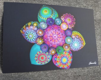 Mandala postcard * Glitzerwerk35 greeting card with painted stones * Postcard with mandala stones